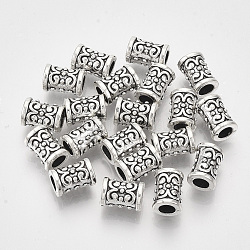 Perline in lega stile tibetano,  cadmio& piombo libero, colonna, argento antico, 10x7x6.5mm, Foro: 3.5 mm, circa 1000pcs/1000g