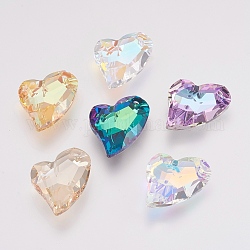 K9 Glass Rhinestone Pendants, Imitation Austrian Crystal, Faceted, Heart, Mixed Color, 27x19x8mm, Hole: 1.5mm