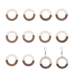 Ciondoli in resina e legno ornaland, anello, bianco, 28x3mm, Foro: 1.5 mm, 10pcs/scatola