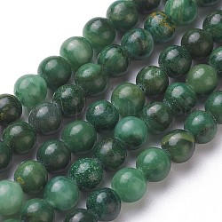 Naturales africanos hebras de abalorios de jade, redondo, Grado A, verde, 6mm, agujero: 1 mm, aproximamente 61 unidades / cadena, 15.3 pulgada