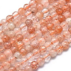 Chapelets de perles de sunstone naturelle naturelles, ronde, 3mm, Trou: 0.5mm, Environ 130 pcs/chapelet, 15.35 pouce (39 cm)