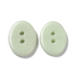Bottoni in ceramica, 2-foro, ovale, verde chiaro, 19x14.5x3mm, Foro: 2 mm