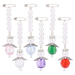 6 pz 6 colori angelo acrilico imitato perla e spille spilla da balia in lega, spille in ferro da donna, colore misto, 110mm, 1pc / color
