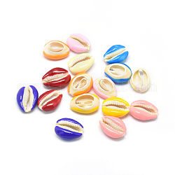 Cuentas de concha de cowrie, con esmalte, perlas sin perforar / sin orificios, color mezclado, 20~23x16~18mm
