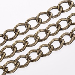 Iron Twisted Chains, Unwelded, Nickel Free, Oval, Antique Bronze, 15.4x11x2.5mm