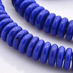 Synthetic Turquoise Heishi Beads Strands, Flat Round/Disc, Dyed, Blue, 12x3mm, Hole: 1mm, about 122pcs/strand, 15.7inch
