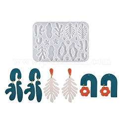 DIY Pendant Silicone Molds, Resin Casting Molds, Mixed Irregular Shapes, White, 157x115x5mm, Hole: 2mm, Inner Diameter: 9.5~53.5x9.5~29mm