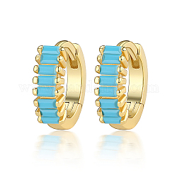 Серьги-кольца с кубическим цирконием, 925 серебряная серьга для женщин, со штампом s925, реальный 18k позолоченный, глубокое синее небо, 10x3 мм