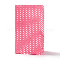 Sacs en papier kraft rectangle, aucun gère, sacs-cadeaux, motif de points de polka, fuchsia, 13x8x24 cm