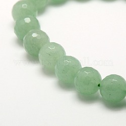 Chapelets de perles en aventurine vert naturel, facette, ronde, 10mm, Trou: 1mm, Environ 37 pcs/chapelet, 15.3 pouce