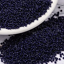 Miyuki runde Rocailles Perlen, japanische Saatperlen, 15/0, (rr4494) duracoat gefärbt undurchsichtiges Indigo Marineblau, 1.5 mm, Bohrung: 0.7 mm, ca. 5555 Stk. / 10 g