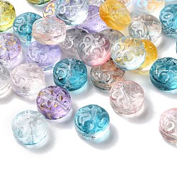 Perles en verre transparentes, plat rond, couleur mixte, 10x6mm, Trou: 1mm