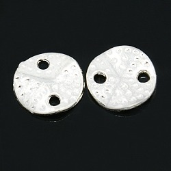 Alloy Links connectors, Hammered Wavy Flat Round, Silver, 19x2mm, Hole: 2mm