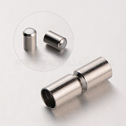 Alloy Magnetic Clasps, Column, Nickel Free, Platinum, 20x6mm, Hole: 5mm