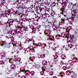 OLYCRAFT 84g 14Styles Flatback Pearls and Flatback Rhinestones Acrylic Rhinestones Gemstones Acrylic Pearl Beads Glass Rhinestone Cabochons for DIY Decoration and Nail Arts - Purple