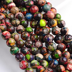 Brins de perles rondes en jaspe impérial naturel teint, colorées, 6mm, Trou: 1mm, Environ 68 pcs/chapelet, 16 pouce