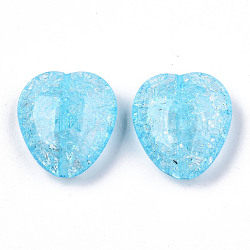 Perles en acrylique transparentes craquelées, cœur, lumière bleu ciel, 24x22x10mm, Trou: 1.4mm, environ 168 pcs/500 g