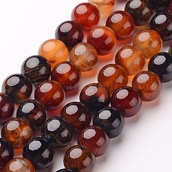 Natürliche Achat Perlen Stränge, Runde, gefärbt und erhitzt, Schokolade, 8 mm, Bohrung: 1 mm, ca. 48 Stk. / Strang, 14.1 Zoll