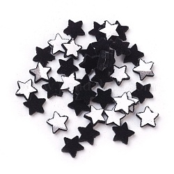Cabochons en acrylique flocky, étoiles du nord, noir, 9x9x2mm