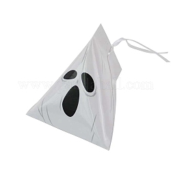 Boîtes de bonbons en carton de dessin animé halloween, avec ruban de soie, coffret cadeau serpent triangle, pour les fournitures de fête d'halloween, fumée blanche, 9.4x8.4x8 cm
