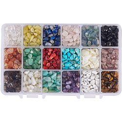 Natural and Synthetic Gemstone Beads, Chip, 4~10x4~8mm, Hole: 1mm, about 25~30g/compartment, Packaging Box: 16.5x10.8x3cm
