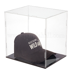 Rectangle Transparent Acrylic Collections Display Case, for Action Figures, Hat Storage Holder, Black, 26.4x21.3x25.8cm