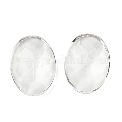 Transparent K5 Glass Cabochons, Faceted, Oval, Clear, 18x13x6mm