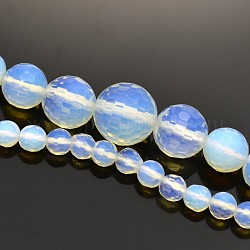 Brins de perles graduées opale ronde facettée, 6~14mm, Trou: 1mm, Environ 63 pcs/chapelet, 17.3 pouce