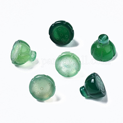 Талисманы из натурального халцедона, окрашенные, лотос, зелёные, 8~10x10 мм, отверстие : 1 мм