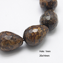 Chapelets de perles en bronzite naturel, facette, larme, 20x14mm, Trou: 1mm, Environ 20 pcs/chapelet, 15.5 pouce