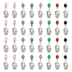 Arricraft 8 imposta ciondoli in lega, con perle di plastica imitazione perla in abs, argento antico, teschio, colore misto, 40mm, Foro: 3 mm, 8 pc / set