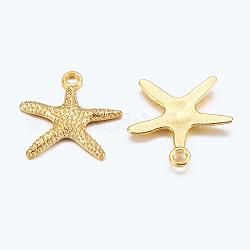 Pendente in lega stile tibetano,  piombo e cadmio libero, stelle marine / stelle marine, oro, 19.5x19x2mm, Foro: 2 mm