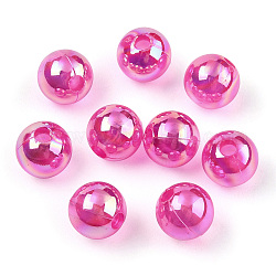Perles en acrylique transparente, couleurs ab, ronde, camélia, 8mm, Trou: 2mm, environ 2100 pcs/500 g