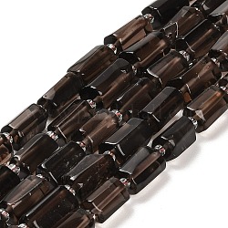 Natural Ice Obsidian Beads Strands, with Seed Beads, Faceted Column, 9~11x6~7.5x6~7.5mm, Hole: 1.2mm, about 30pcs/strand, 15.16~15.55 inch(38.5~39.5cm)