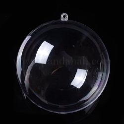 Zu öffnende transparente Kunststoffanhänger, füllbare Plastikkugel-Weihnachtsverzierung, Runde, Transparent, 12.9x11.9 cm, Bohrung: 4 mm, Innengröße: 11.7 cm