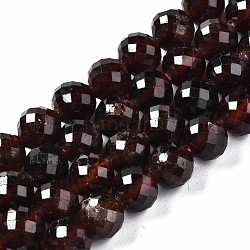 Natural Orange Garnet Beads Strands, Faceted, Round, 6.5mm, Hole: 1mm, about 63~65pcs/strand, 15.16 inch~15.55 inch(38.5cm~39.5cm)