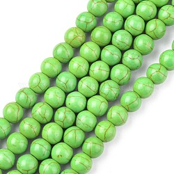 Синтетических нитей бирюзовые бусы, окрашенные, круглые, зеленый лайм, 8 мм, отверстие : 1 мм, около 50 шт / нитка, 15.35 дюйм