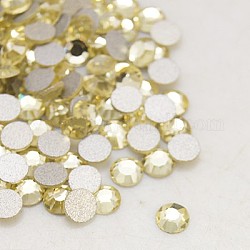 Glass Flat Back Rhinestone, Grade A, Back Plated, Faceted, Half Round, Jonquil, 7.1~7.3mm, about 288pcs/bag