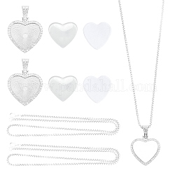 Collane del pendente del rhinestone della lega, con catenelle in vetro e scatola, cuore, colore argento placcato, 24-1/4 pollici (61.5 cm)