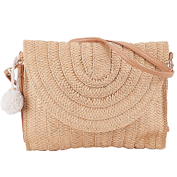 Bolso tejido de paja para mujer, bolso bandolera de playa de verano, bolso de mano tipo sobre boho, con cinturón de cuero pu, Perú, 52 cm