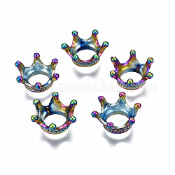 Perlenkappen aus Legierung in Regenbogenfarben, Cadmiumfrei und Nickel frei und Bleifrei, 6-Blütenblatt, Krone, 19x17x8 mm, Bohrung: 8.5 mm