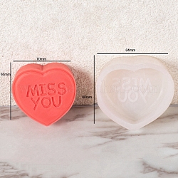 Corazón de silicona diy con moldes de jabón con palabras, para hacer jabones artesanales, día de San Valentín, blanco, 84x80x34mm
