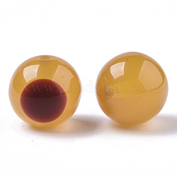 Harz perlen, Nachahmung Bienenwachs, Runde, dunkelgolden, 14 mm, Bohrung: 1.8 mm