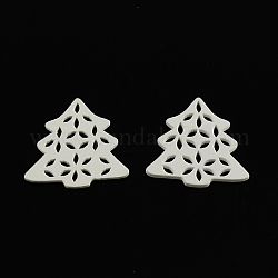 Dyed Christmas Tree Wood Cabochons, White, 34x34x2mm