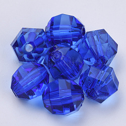 Perles en acrylique transparente, facette, ronde, bleu, 6x5.5mm, Trou: 1.3mm, environ 4500 pcs/500 g