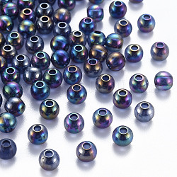Abalorios de acrílico transparentes, color de ab chapado, redondo, azul pizarra medio, 6x5mm, agujero: 1.8 mm, aproximamente 4400 unidades / 500 g
