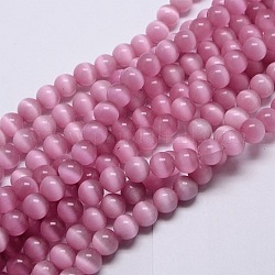 Pink Color Cat Eye Round Beads, 10mm, Hole: 0.8mm, about 39pcs/strand, about 15 inch/strand