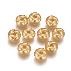 Perles torsadées en laiton, Plaqué longue durée, rondelle, couleur or mat, 7.5x4mm, Trou: 1.4mm