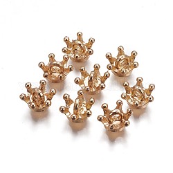 Barre pendenti in lega con perline, per ciondoli con coperchio a bolle di vetro globo, corona, oro, 9.5x5.5mm, Foro: 1.8 mm, vassoio: 6mm