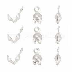 Iron Bead Tips, Calotte Ends, Clamshell Knot Cover, Silver Color Plated, 8x4mm, Hole: 1.5mm, Inner Diameter: 3mm